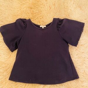 eri +ali navy blue sweatshirt tee with puff sleeves size XS